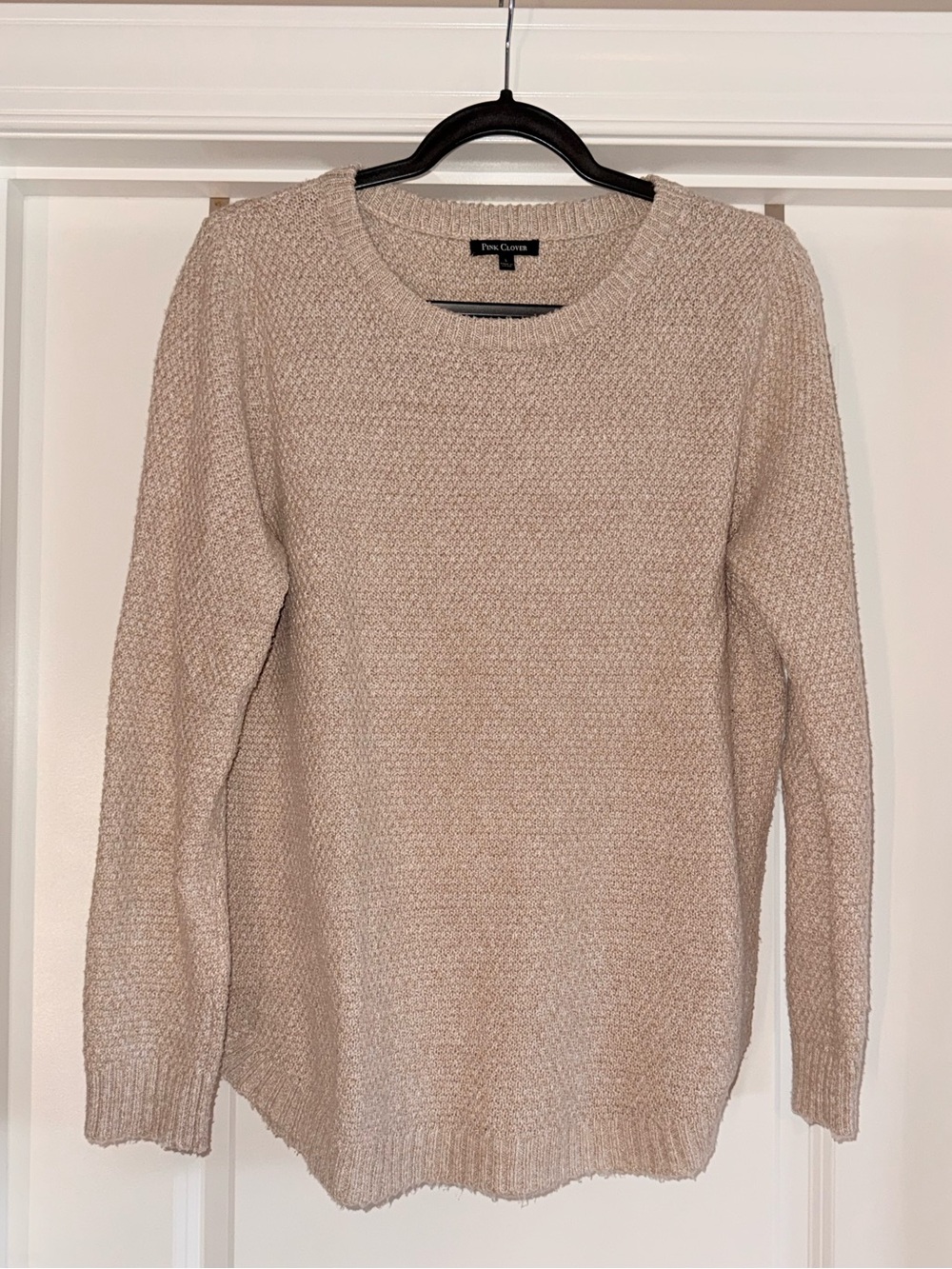 Pink Clover Oatmeal Textured Knit Crewneck Sweater Size L